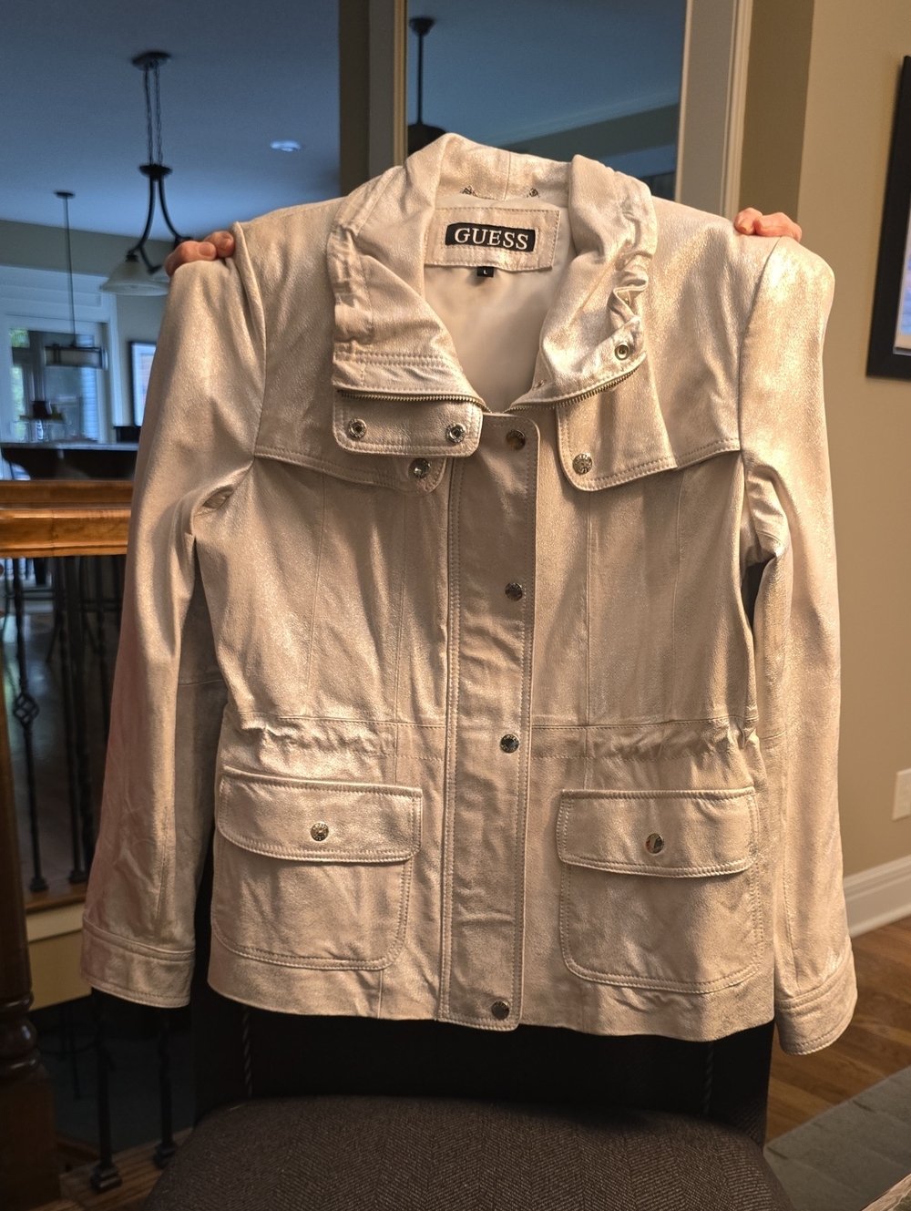 GUESS Metallic Silver Utility Jacket
